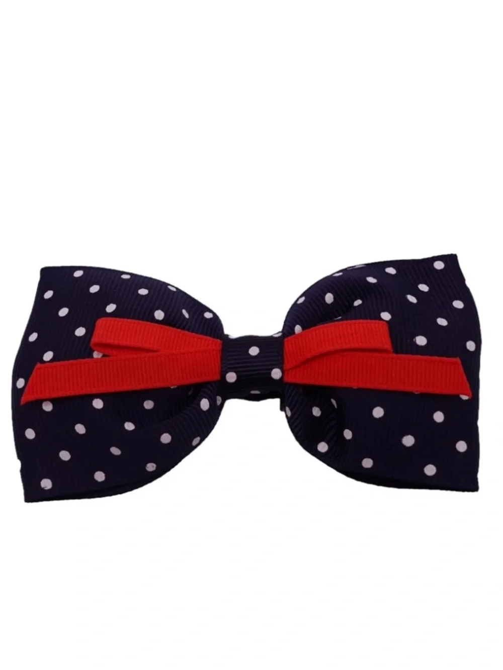 Janie & Jack Navy Red White Patterned Socks with 2 Navy Polka-Dot Bow Hair Clips